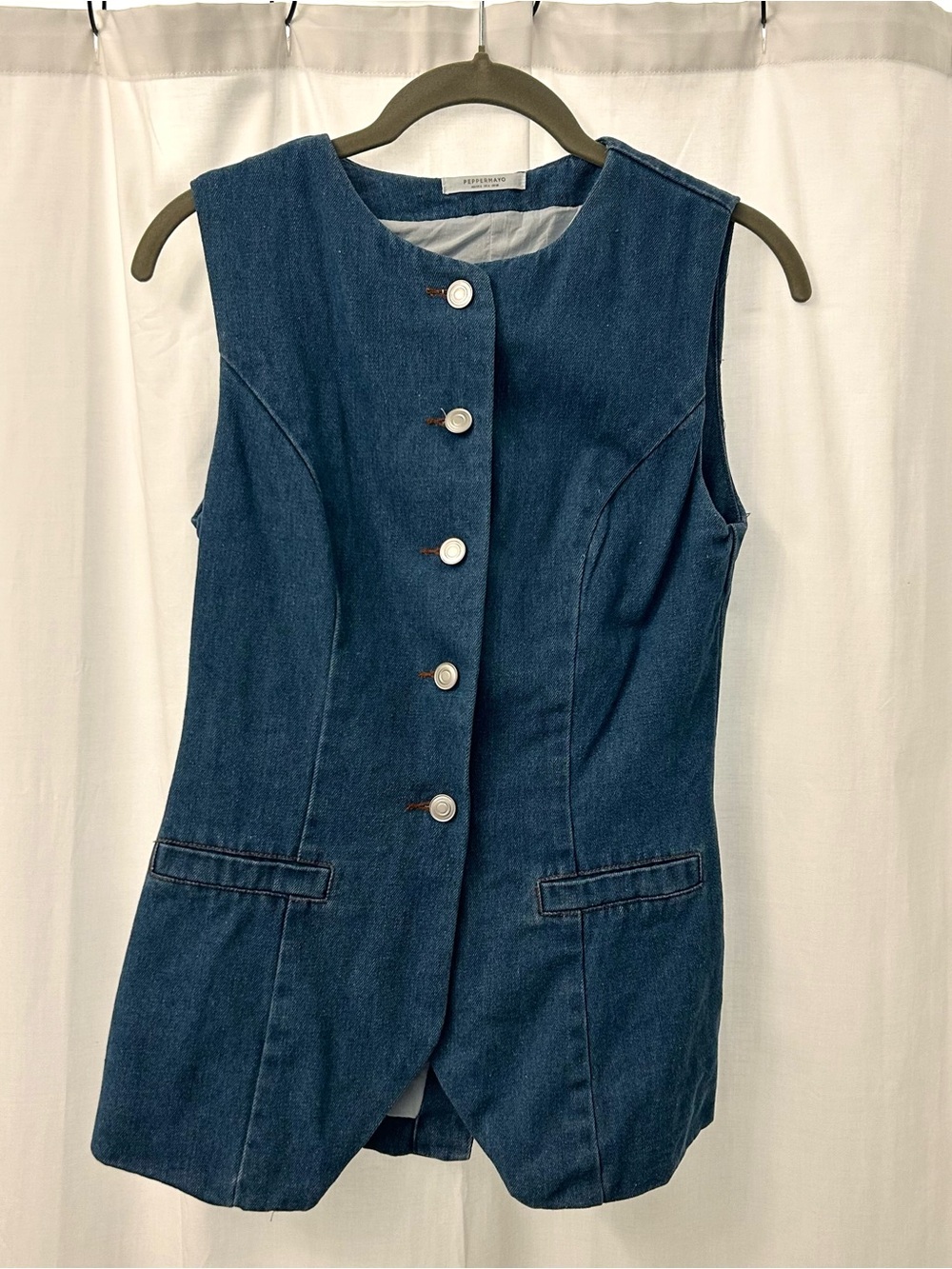 Peppermayo Sleeveless Blue Denim Vest - Classic Tailored Style